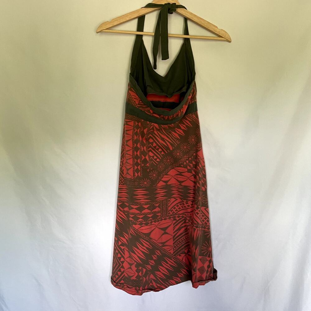 Patagonia orange green halter neck athletic dress v-neck women's size small - Picture 4 of 6
